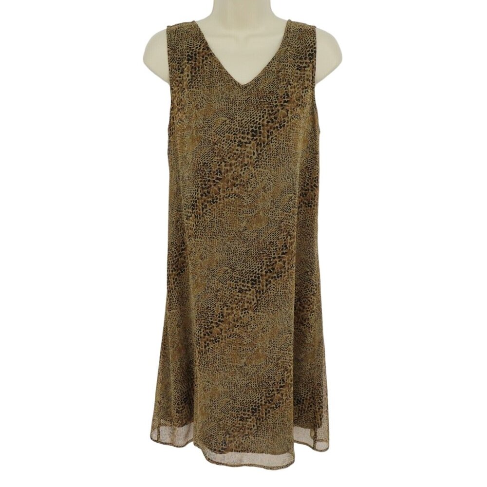 VTG Robbie Bee Women 8 Snakeskin Print All Silk Sheath Dress Sleeveless 1990s